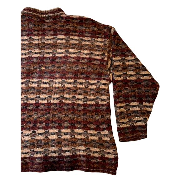 Jhane Barnes Men Sweater Large Wool Brown Geometric Wave Relaxed Fit  Vintage - Picture 7 of 9